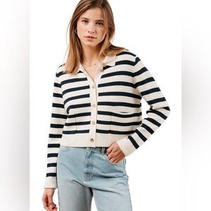 Grace and Mila Maelys Striped Supersoft Cropped Cardigan